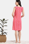 Zivame Floral Pop Woven Knee Length Nightdress - Coral Paradise — thumbnail 4